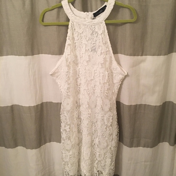 White Lace Floral Sleeveless Dress - Picture 1 of 3